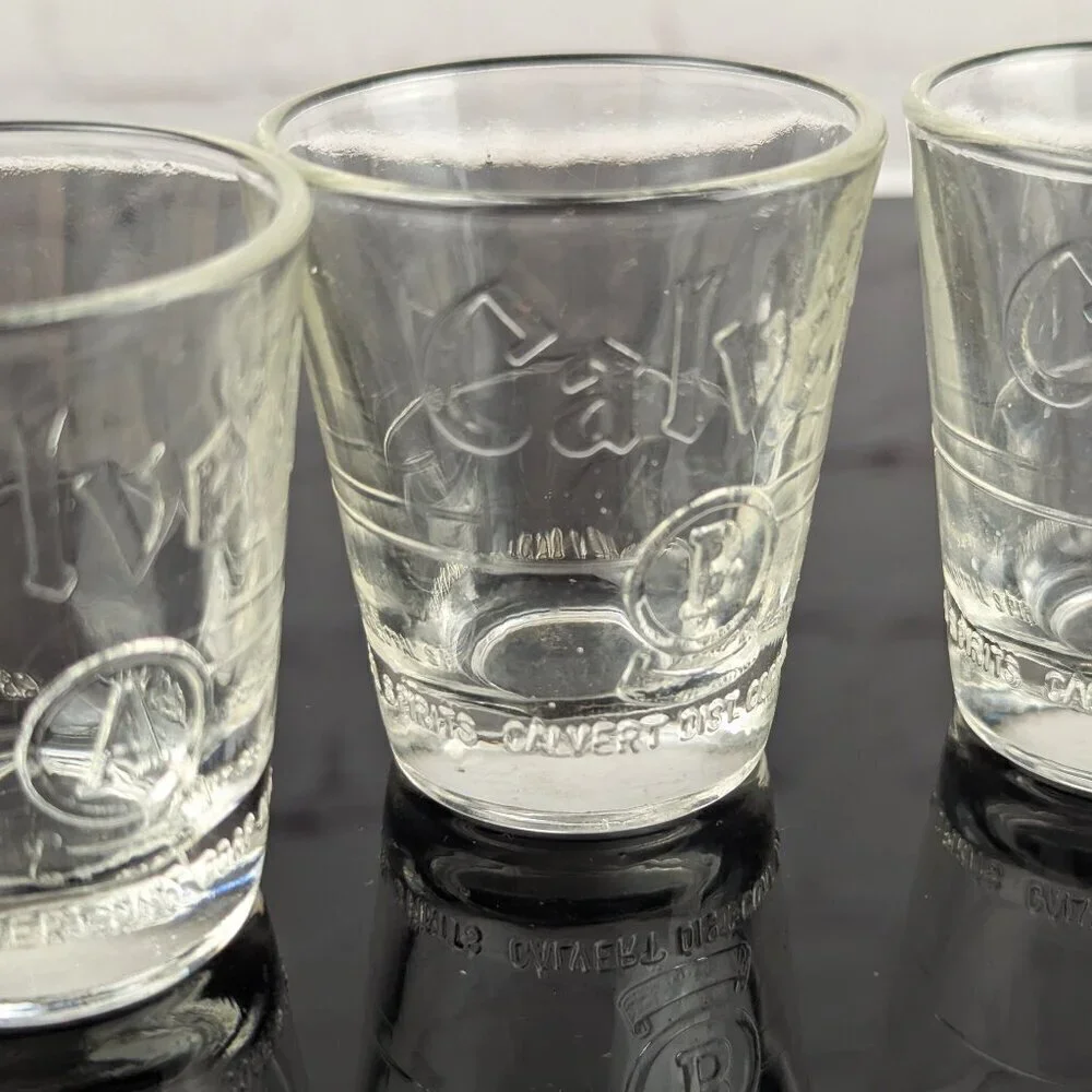 Set of 4 Vintage Calvert Whiskey Shot Glasses